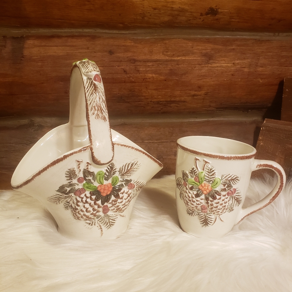 WCL Ceramic Fall Decor Basket/mug
